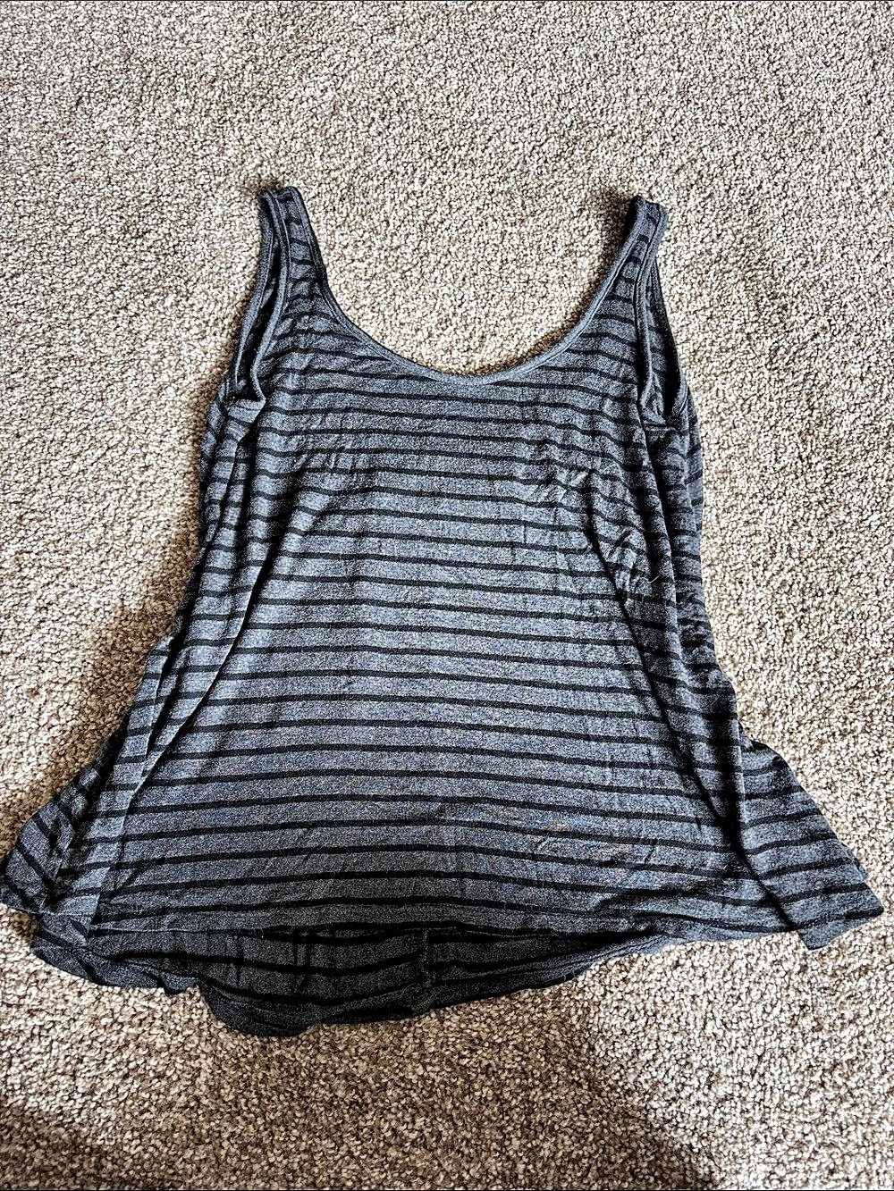 Striped Tank Top in Gray & Black, low back